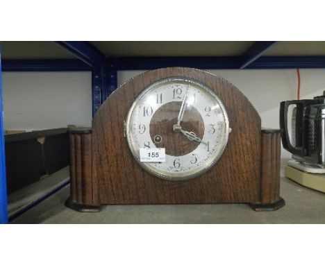 VINTAGE OAK MANTLE CLOCK ( KEY & PENDANT )