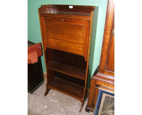 An Edwardian Mahogany Student's Bureau, with upper shelf, the fall opening to reveal eight pigeon holes and interior blotter,