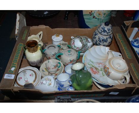 A quantity of china including small oriental Teaset, two small Coalport trios, Coronation teapot, Wedgwood lidded pot, etc.