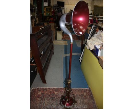 A brass framed Horn shaped Floor Lamp