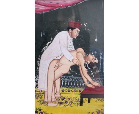 Persian/Indian School (19th Century): An Amorous Couple, gouache on paper, probably taken from the Persian Kama Sutra pub. c1