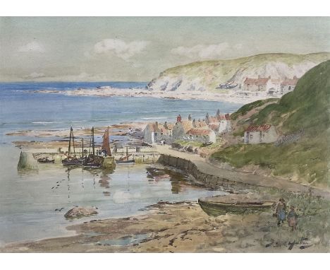 Thomas Swift Hutton (British 1860-1935): Burnmouth Harbour, watercolour signed 25cm x 35cm