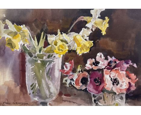 Frederick (Fred) Lawson (British 1888-1968): Still Life of Daffodils in a Vase, watercolour signed 18cm x 26cm 