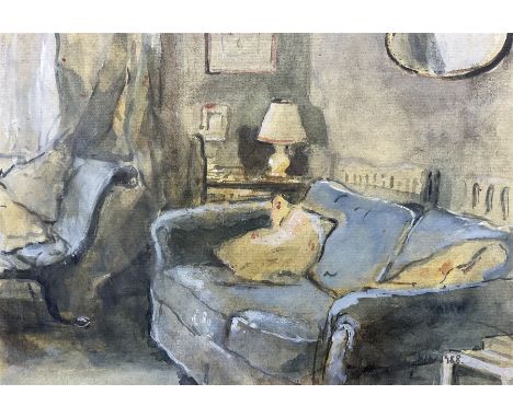 Sophie W W (Late 20th century): Room Interior, watercolour and bodycolour signed and dated 1988 in pencil 20cm x 28cm