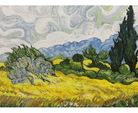 Tom Rayner (Scarborough 1948-2023) after Van Gogh (Dutch 1853-1890): 'Cloudy Pastures', acrylic on canvas signed, titled vers