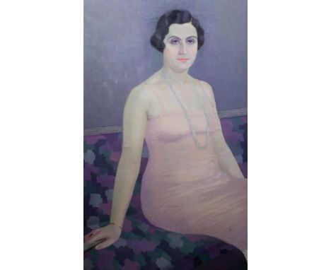 Raymond Van De Waele (1894-?) Portrait of a Lady. Oil on canvas, signed. Portret van een dame. Olie op doek, gesigneerd. 105 