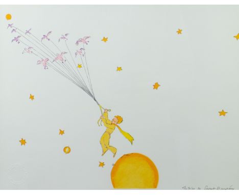 Antoine De Saint-Exupéry (1900-1944) Lithograph from 'Le petit prince'. Lithografie uit 'Le petit prince' 30 x 39 cm