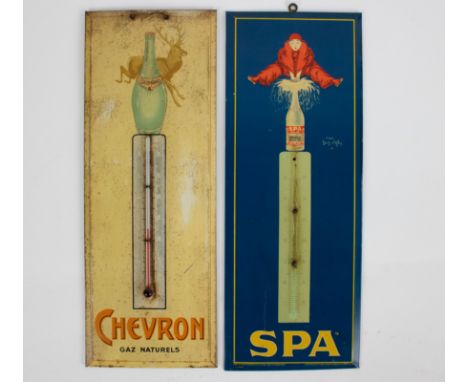 Metal thermometer SPA 1956 and Chevron Metalen borden thermometer SPA 1956 en Chevron. 33.5 x 13 cm Provenance: café 't Gebed