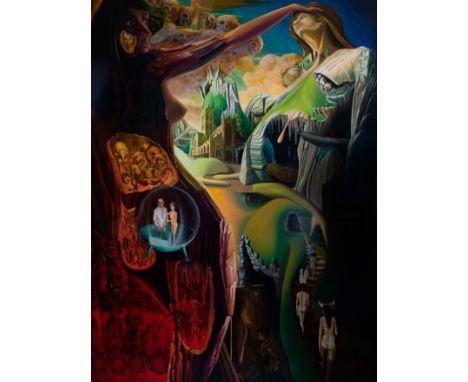 Hugo De Putter (1938-1990) Oil on panel Untitled. signed. Olieverf op paneel, zonder titel. Gesigneerd. 200 x 150 cm