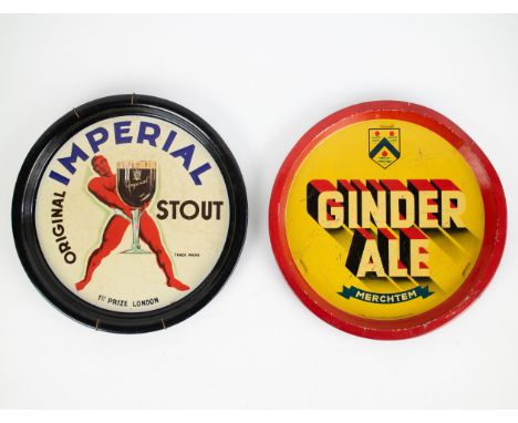 Enamel original Imperial Stout Metal Ginger Ale Merchtem Emaille dienblad orignal Imperial Stout en metalen dienblad Ginger A