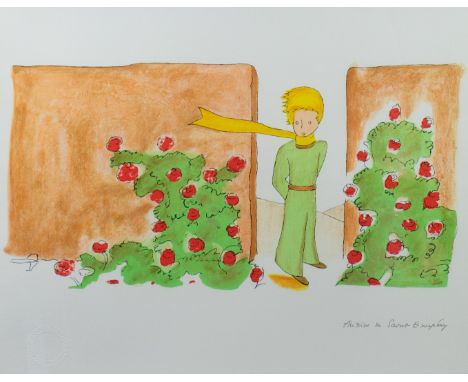 Antoine De Saint-Exupéry (1900-1944) Lithograph from 'Le petit prince'. Lithografie uit 'Le petit prince'. 30 x 39 cm