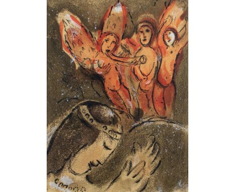 Marc Chagall (1887-1985) Sara et les Anges. Lithograph. Sara et les Anges. Lithografie. 34.5 x 25.5 cm