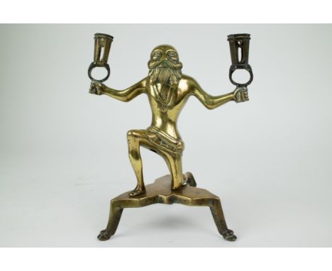 Gothic candlestick Een Gotische kandelaar. H 23.5 cm