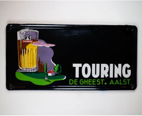 Enamel TOURING DE GHEEST AALST 1939 Emaille bord Touring De Gheest - Aalst 1939. 50 x 100 cm Provenance: café 't Gebed Zonder