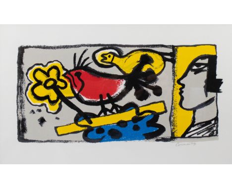 Corneille (1922-2010) Lithograph 'Oiseau rouge'. Signed in pencil. Litho 'Oiseau rouge'. Gesigneerd in potlood. 23.5 x 39.5 c