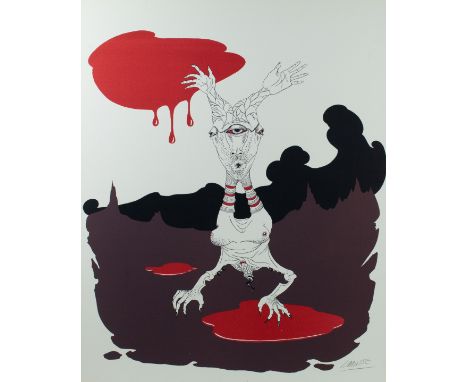 Félix Labisse (1905-1982) Lithograph from 1974 'Histoire Naturelle, le manu militari' signed in pencil. Litho uit 1974 'Histo