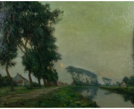 Louis Clesse (1889-1961) Landscape Canal in Damme Oil on panel, signed. Landschap Damse vaart. Olieverf op paneel, gesigneerd