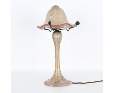 Vintage Art Glass Lamp. Appears to be unsigned. Size: 15 x 8 in. - All lighting is sold for display purposes only. We cannot 