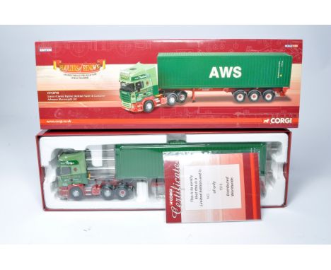 Corgi 1/50 diecast model truck issue comprising No.  CC13718 Scania R Series Container Trailer in the livery of Johnsons. Con