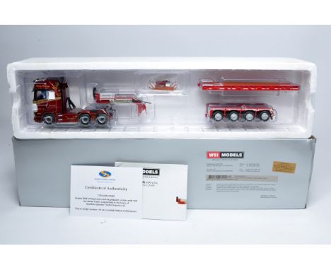 WSI 1/50 diecast model truck issue comprising Limited Edition 147/205 Scania S650 V8 6x4 with Nooteboom 4 axle, wide bed low 