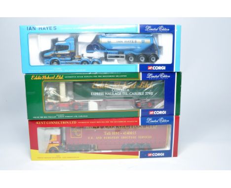 Corgi 1/50 diecast model truck issues x 3 comprising liveries of Stobart, Hayes and Kent Connection. As shown but look good t