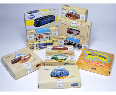 Corgi diecast model bus issues comprising eleven mostly 1/50 series issues as shown. With original boxes. 
