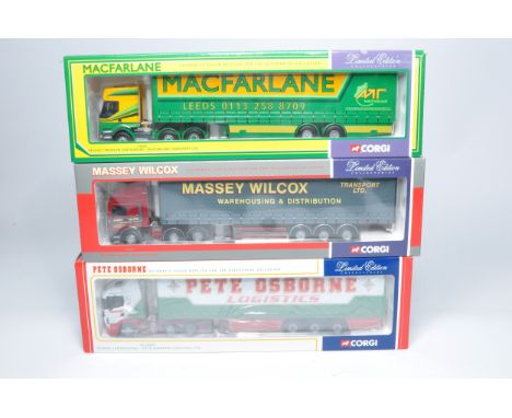 Corgi 1/50 diecast model truck issues x 3 comprising liveries of Wilcox, Macfarlane and Osborne. As shown but look good to ve