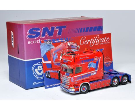 Tekno 1/50 diecast model truck issue comprising Scania Longline in the livery of Stuart Nicol Transport. Looks to be without 