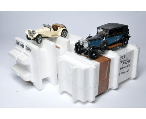 Franklin Mint 1/24 diecast model issues comprising 1929 Rolls Royce Cabriolet De Ville plus Jaguar SS100. Look to be without 