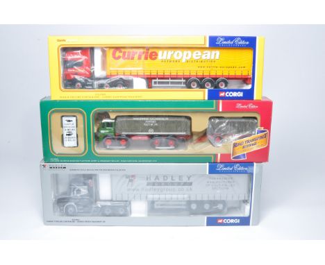 Corgi 1/50 diecast model truck issues x 3 comprising liveries of CRS, Currie and Hadley. As shown but look good to very good,