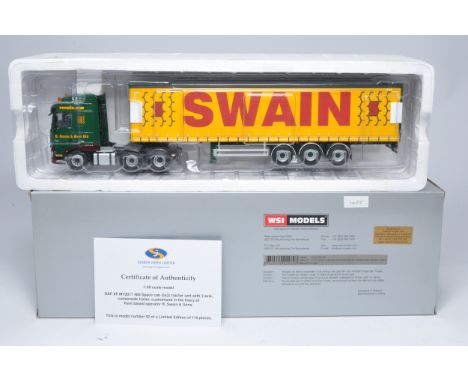WSI 1/50 diecast model truck issue comprising Limited Edition 92/110 DAF XF My2017 480 Space cab 6x2 tractor unit with 3 axle