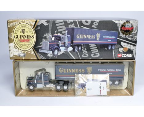 Corgi 1/50 diecast model truck issue comprising No. 55801 Kenworth T925 Box trailer in the livery of Guinness. Appears excell