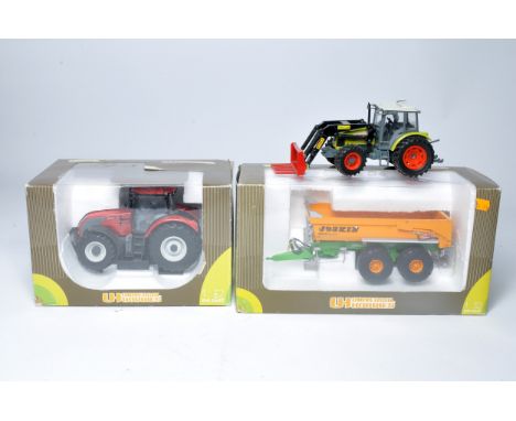 Trio of Universal Hobbies 1/32 farm model issues including Claas Celtis tractor with front loader (modified by Cenfyn Davies)