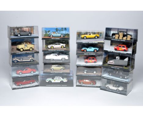 A collection of 20 1/43 diecast model vehicles from the Films of James Bond 007. A series from Fabbri. Look to be mostly good