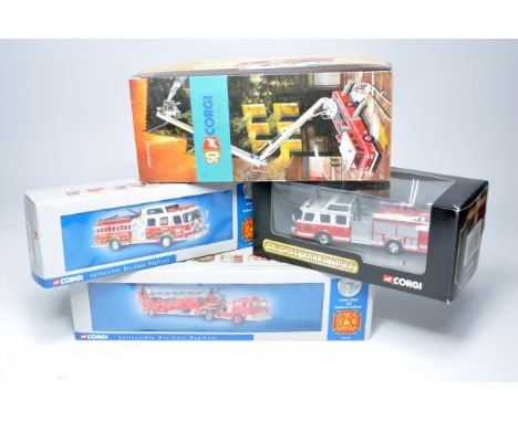 Corgi diecast comprising four 1/50 Fire Engine series issues including 50th Anniversary issue. With original boxes. 