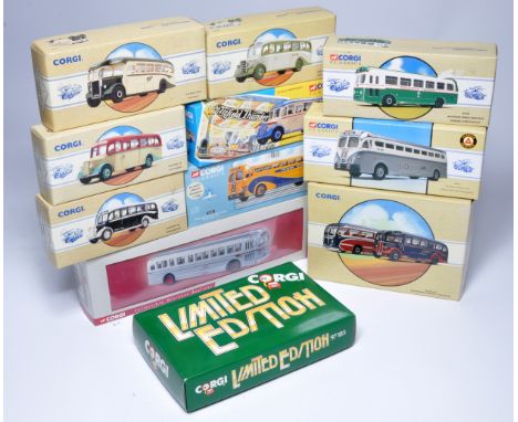Corgi diecast model bus issues comprising eleven mostly 1/50 series issues as shown. With original boxes. 