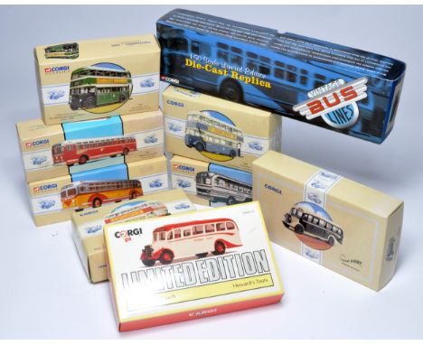 Corgi diecast model bus issues comprising nine 1/50 series issues as shown including limited edition vintage bus lines. With 
