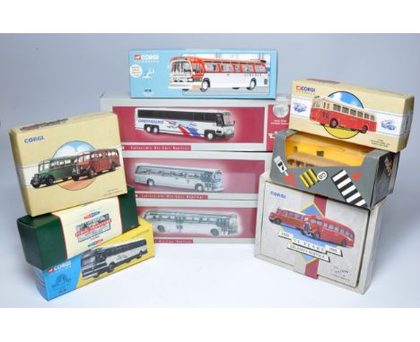 Corgi diecast model bus issues comprising ten 1/50 releases, mostly international themes as shown. With original boxes. 