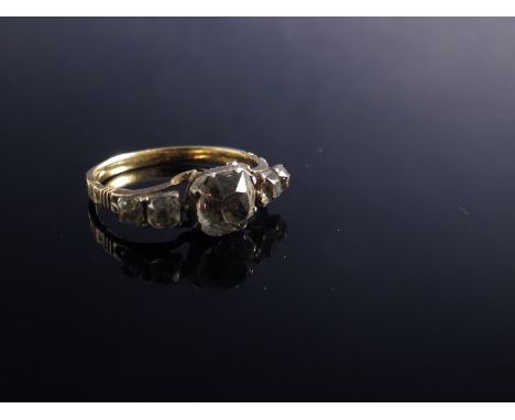 A 19th Century five white stone ring, paste or rock crystal 