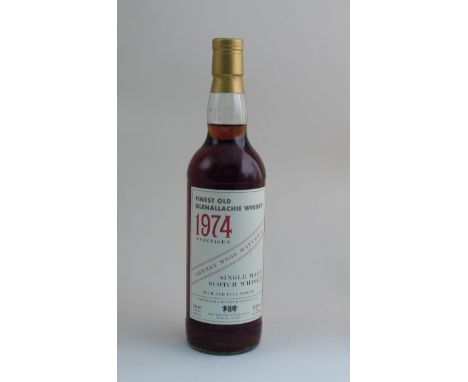 Finest old Glenallachie whisky 1974 vintage, single malt sherry wood matured, 70cl