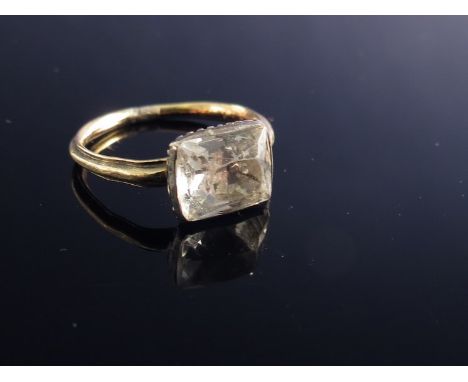 A 19th Century square-cut white stone ring, paste or rock crystal 