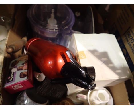 Box of mixed items to include Kenwood blender and tools. Not available for in-house P&amp;P 