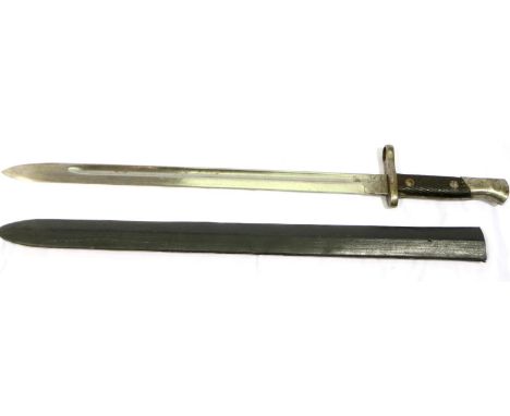 Spanish Artillery Toledo made bayonet with later homemade scabbard. P&amp;P Group 3 (£25+VAT for the first lot and £5+VAT for