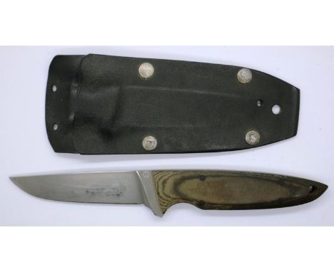Farid Mehr Damascus steel hunting knife in original sheath. P&amp;P Group 2 (£18+VAT for the first lot and £3+VAT for subsequ