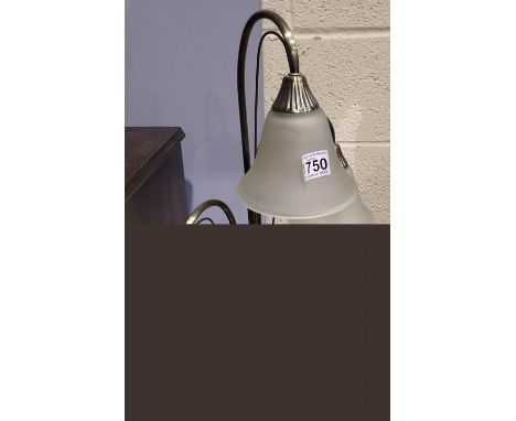 Brass tri light standard lamp, H: 160 cm. Not available for in-house P&amp;P 