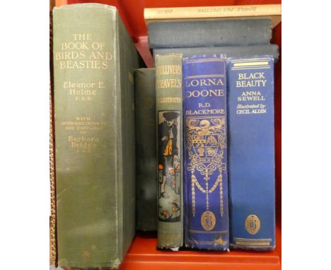 Books - "The Book of Birds and Beasties" by Eleanor E. Helme, "Black Beauty" by Anna Sewell, "Lorna Doone" by R. D. Blackmore