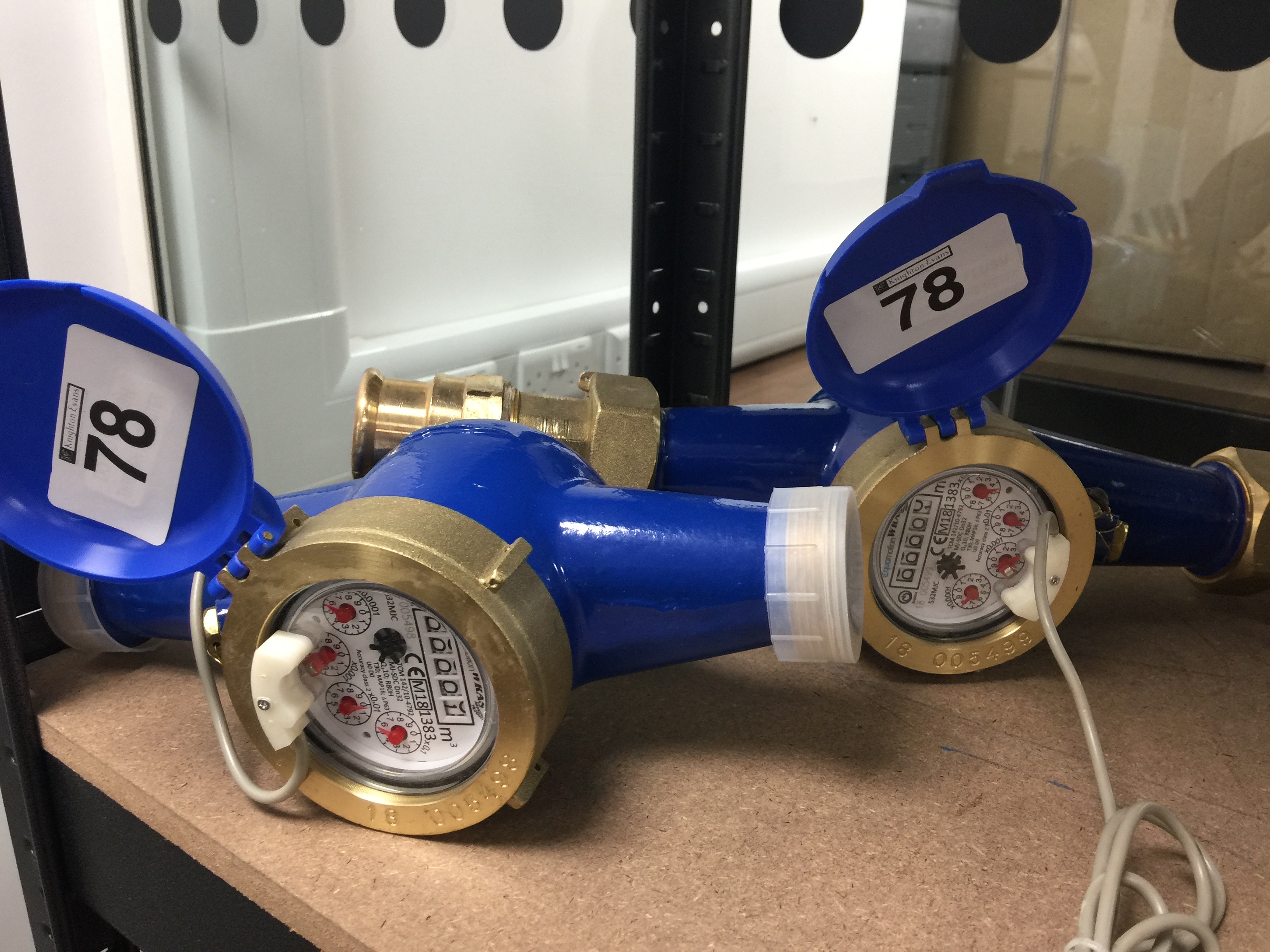 3 x Aqua Motion 32mm Pulced Water Meters, 1 x 50mm and 1 x Itron 50mm