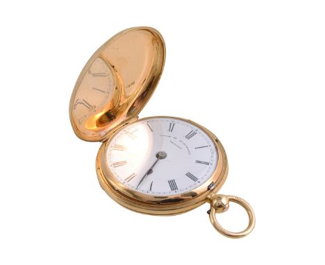 An 18ct gold full hunter pocket watchthe enamelled dial with Roman numerals, retailed for Cook & Burchett, the outer case wit