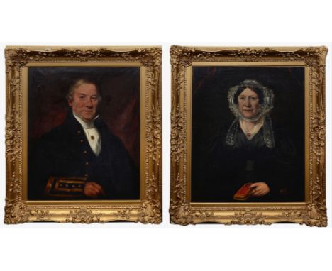 Provincial School, Circa 1843A pair of portraits of Robert Bacchus and Eleanor Bacchus of Greenwich, inscribed to reverse "T 