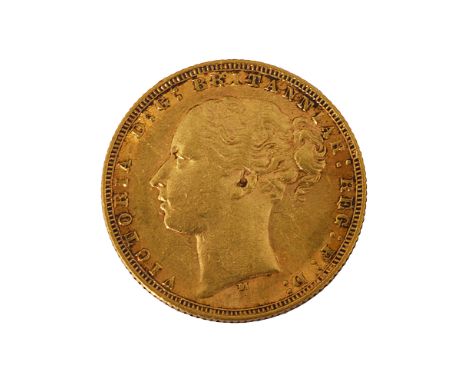 A Victoria gold full sovereign, 1873young head facing left, rev george slaying the dragondiameter 22mm., weight approx. 7.9cm